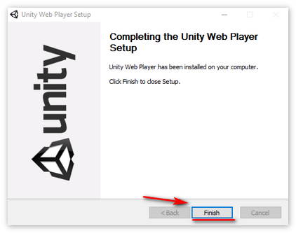 Завершение установки UnityPlayer